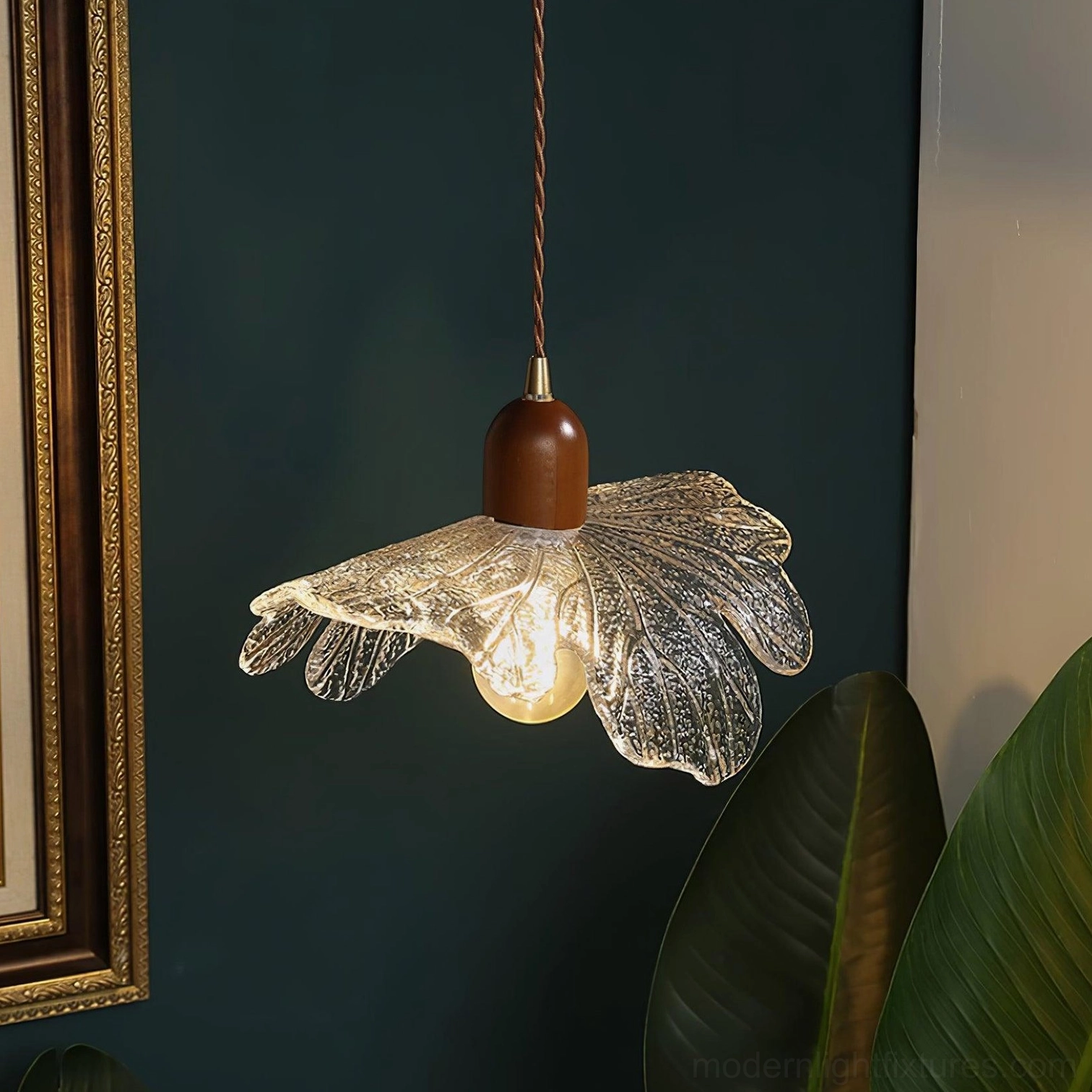 Transitional style petal glass pendant light suitable for modern and eclectic interiors