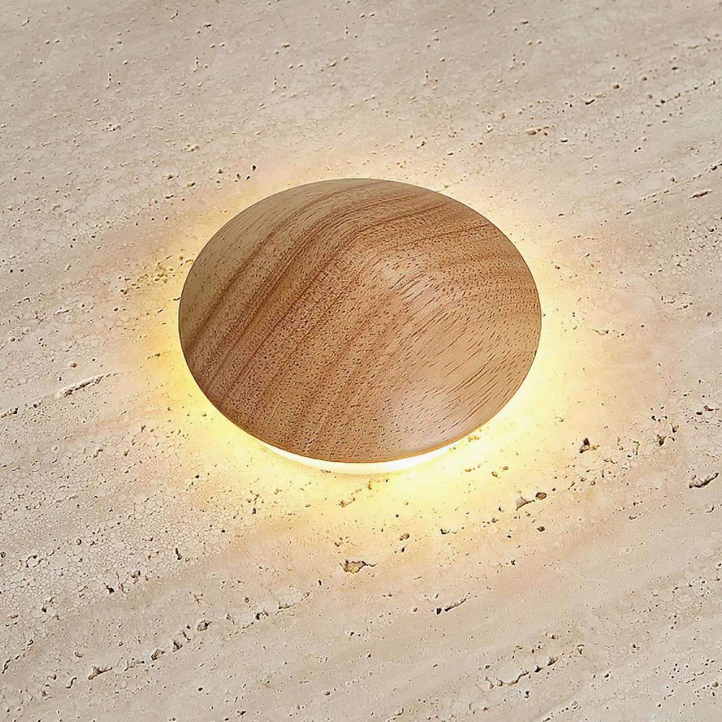 Damp-rated travertine ceiling light suitable for bathroom and moisture-prone areas