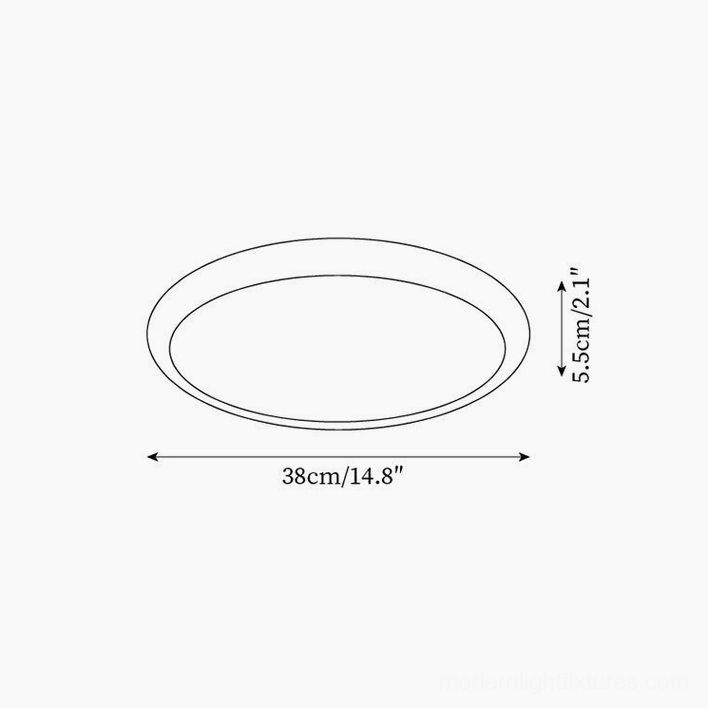 Dimension drawing Dia 38cm 14.8 inches travertine ceiling light size guide