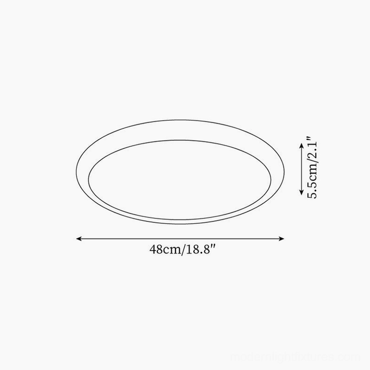 Dimension drawing Dia 48cm 18.8 inches travertine flush mount light size chart