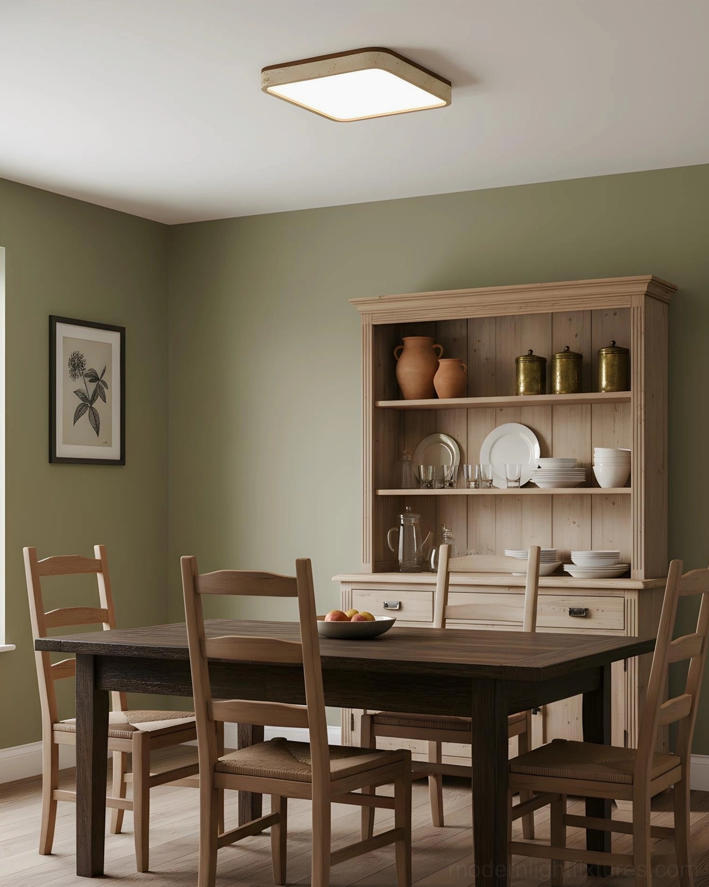 Kirin modern ceiling light fixture in farmhouse dining room - neutral warm decor