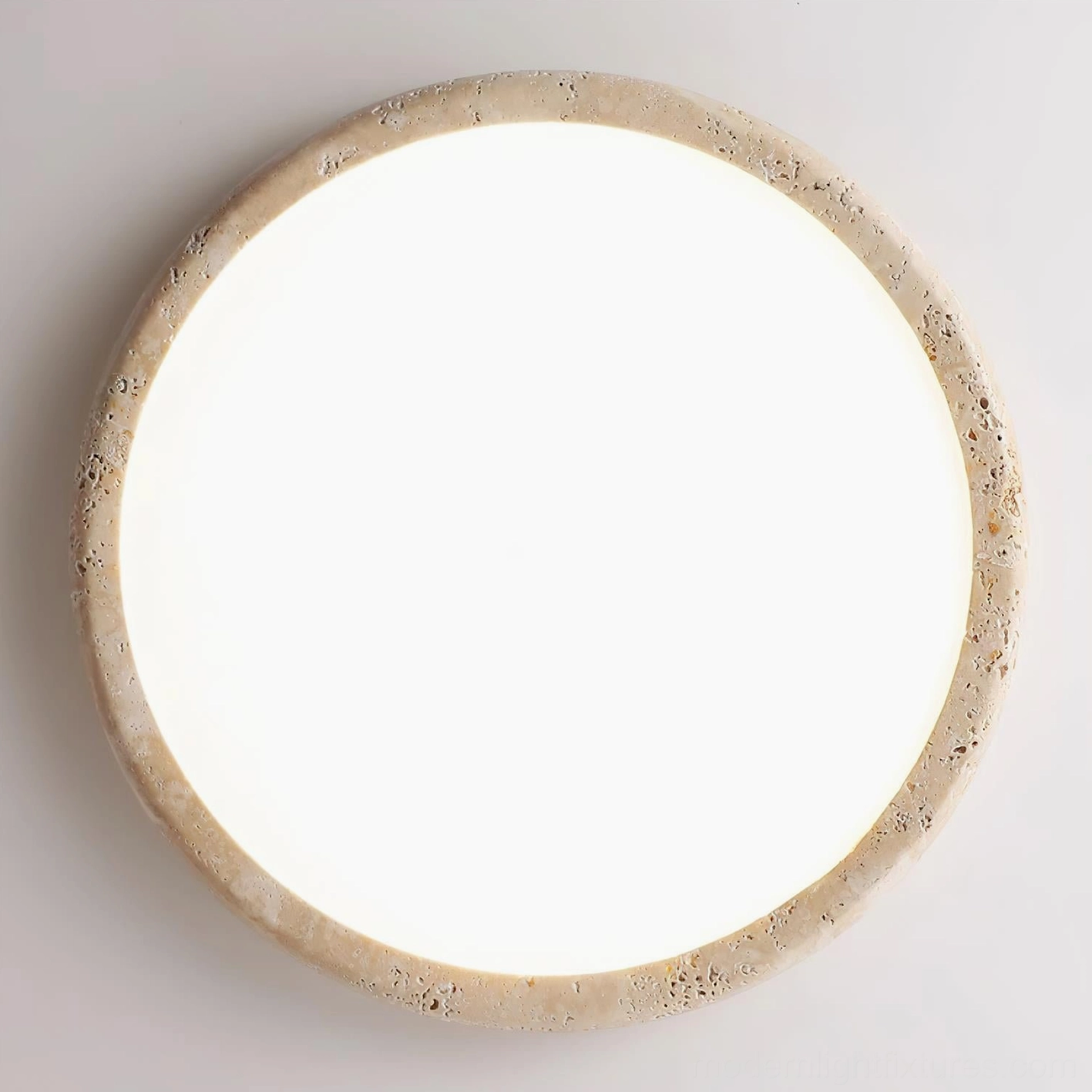 Travertine stone ceiling light japandi wabi-sabi design aesthetic