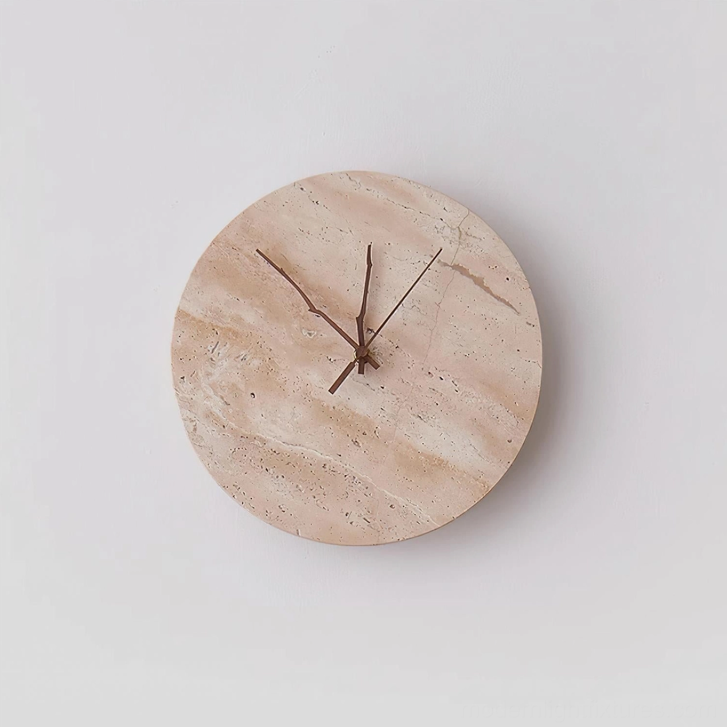 Warm LED travertine clock wall lamp suitable for damp-rated bathroom and outdoor installation