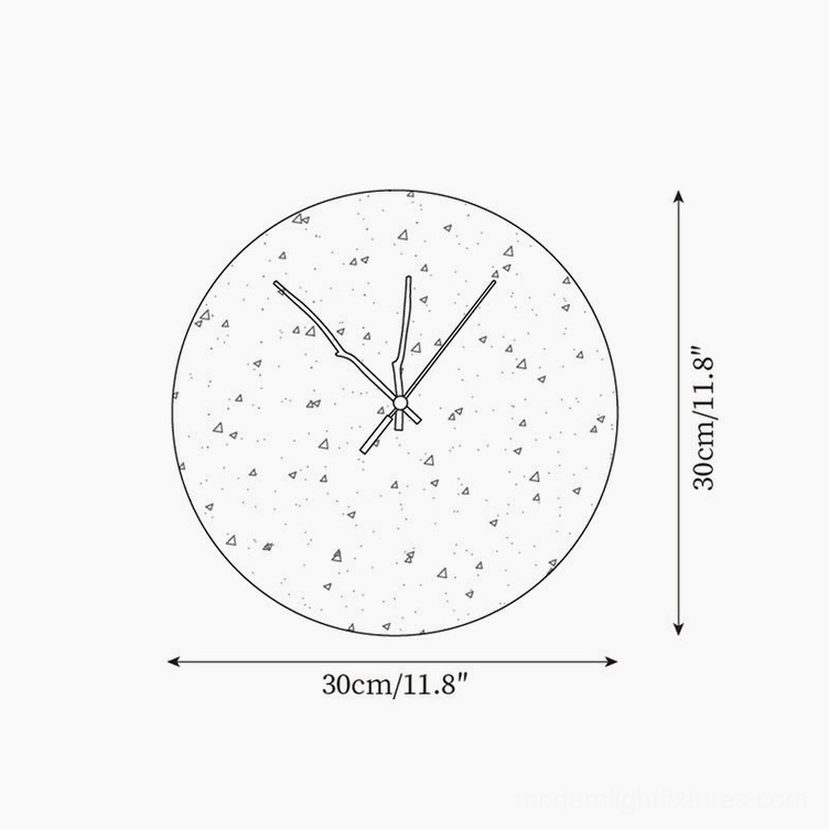 Travertine clock wall sconce size reference schematic showing 30cm diameter specifications