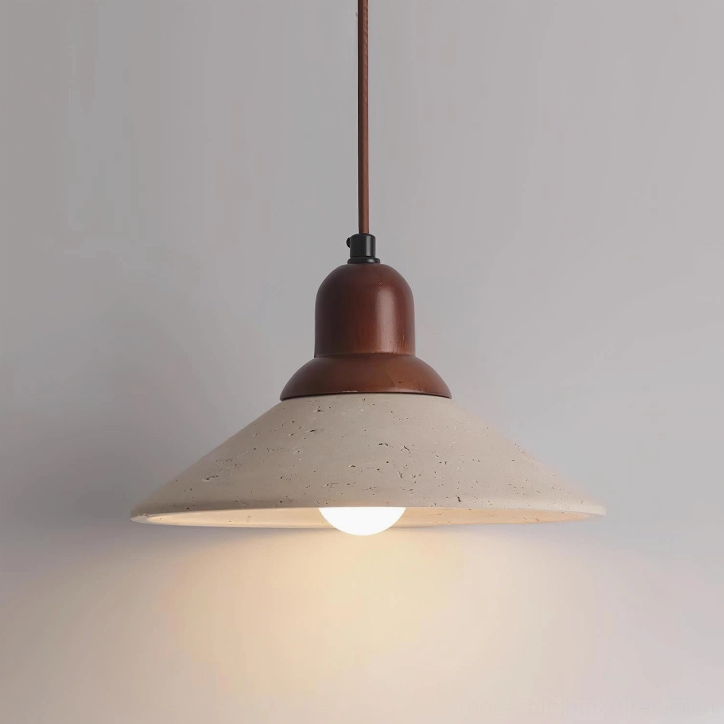 Travertine dome pendant light suspended modern interior architectural lighting focal point installation