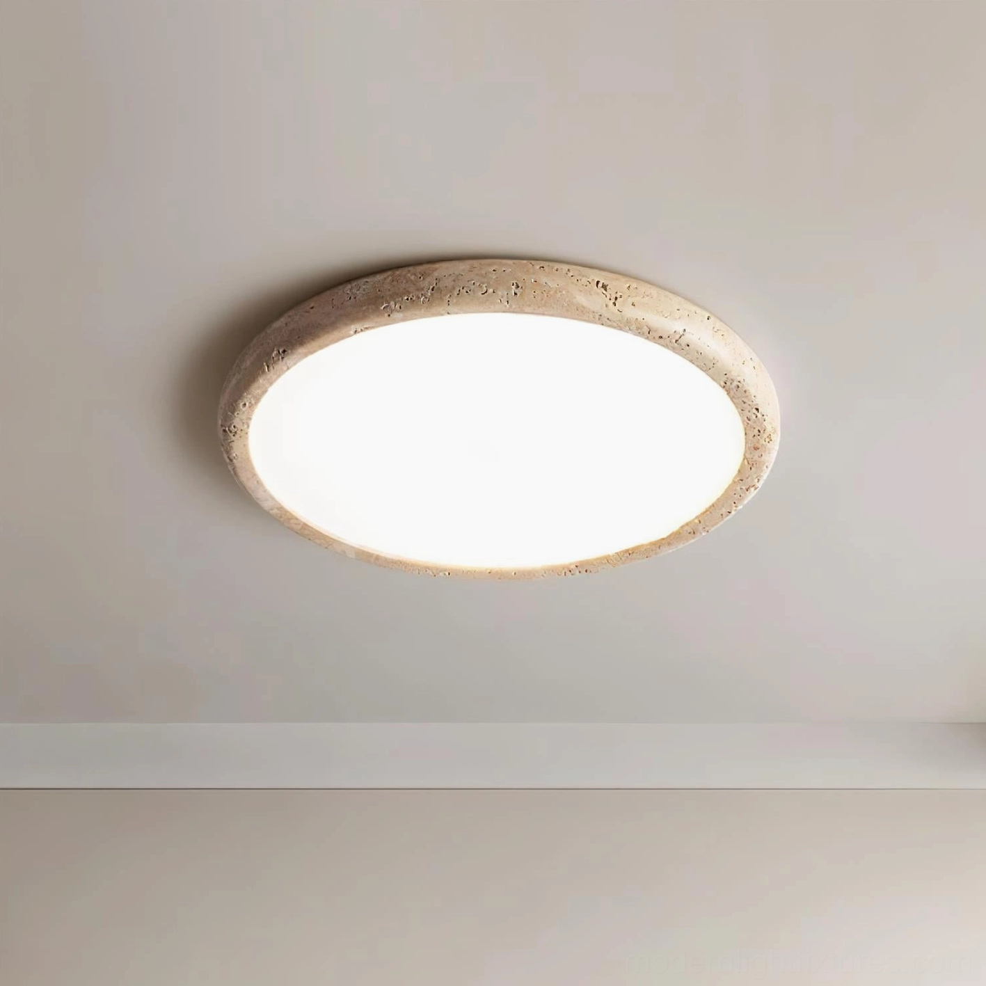 Modern travertine ceiling fixture mediterranean coastal design inspiration