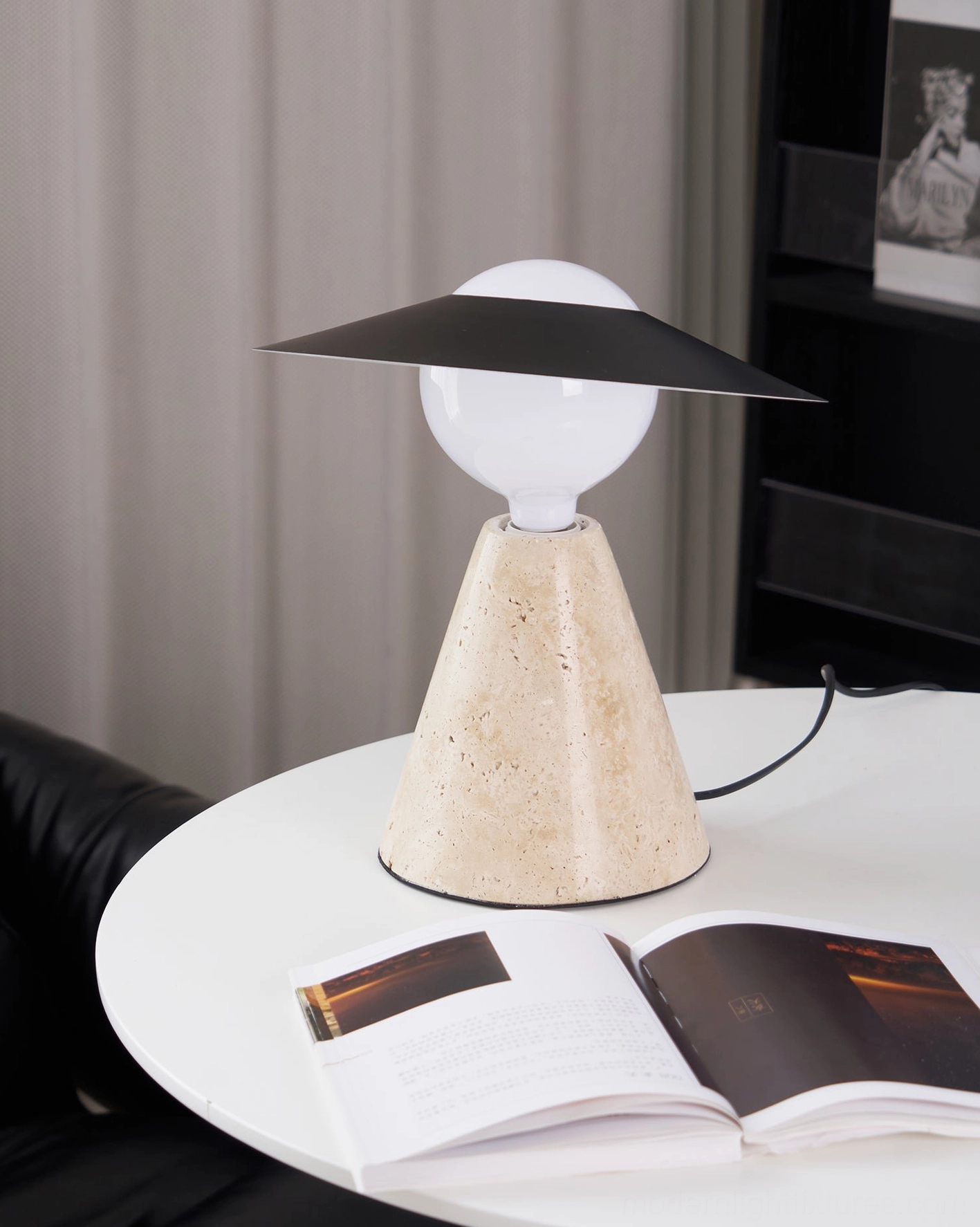 Travertine table lamp contemporary lighting fixture design excellence