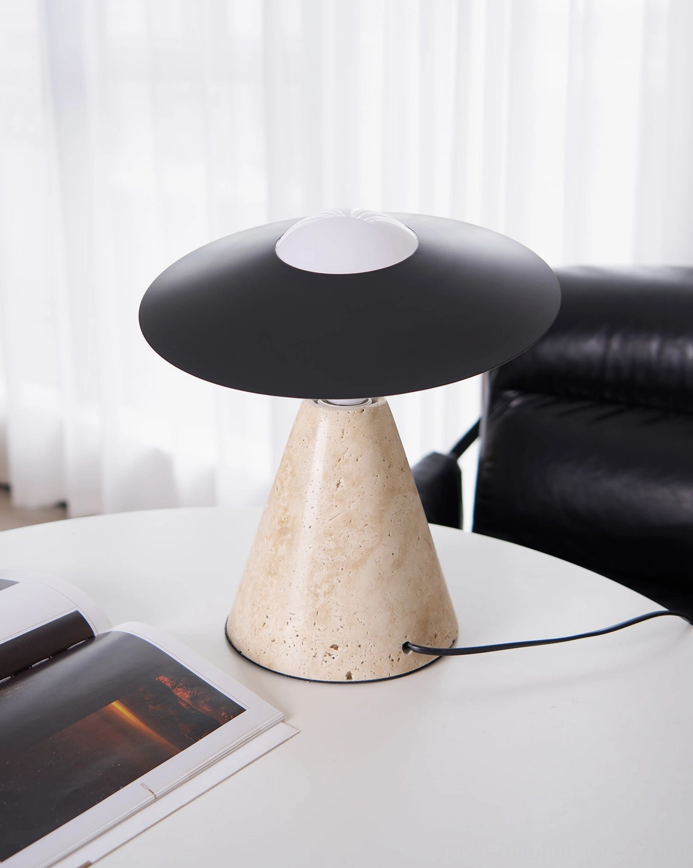 Industrial travertine table lamp dimmer switch compatible feature