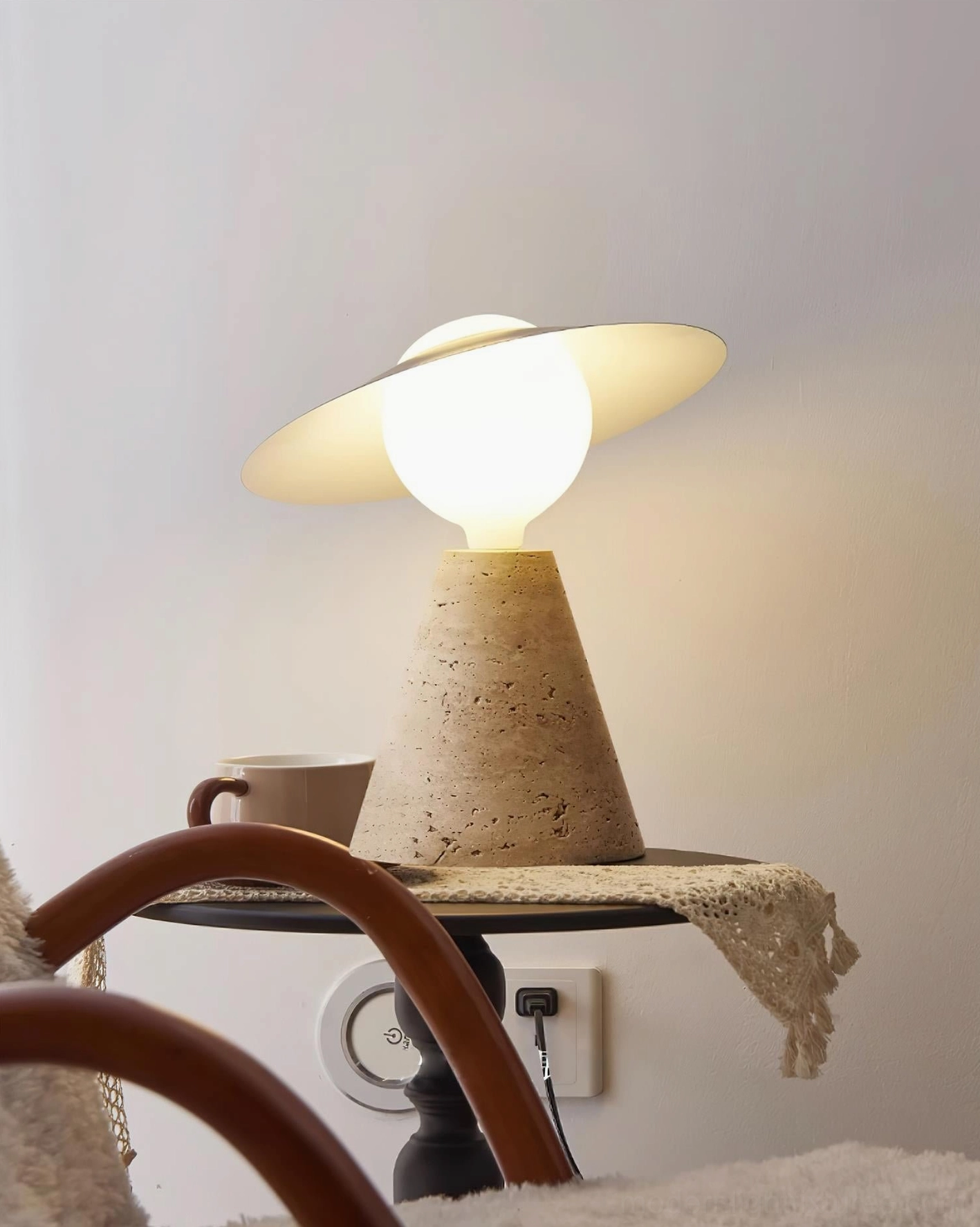 Travertine table lamp industrial minimalist home décor styling