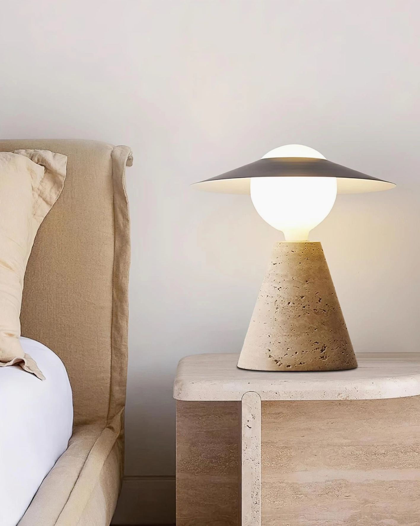 Travertine stone table lamp modern farmhouse interior design
