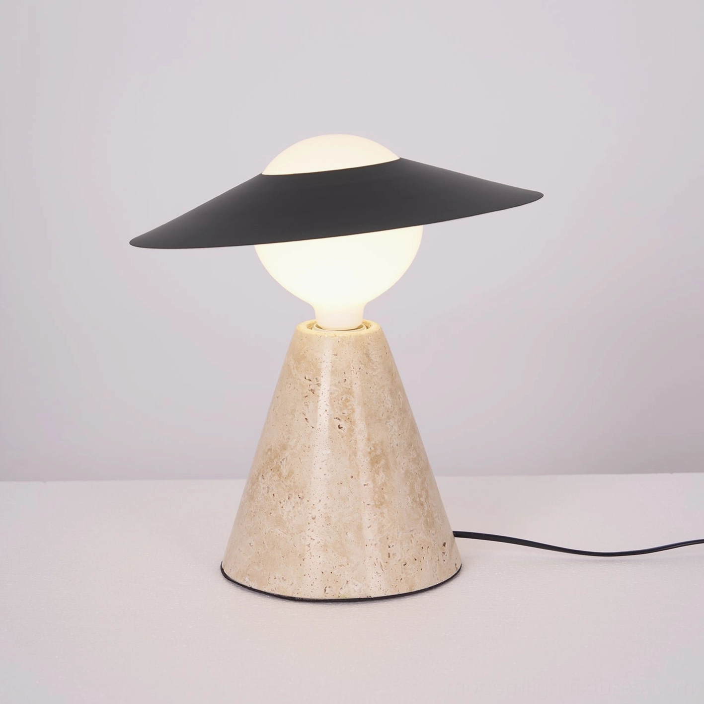 Modern travertine table lamp sustainable natural material choice