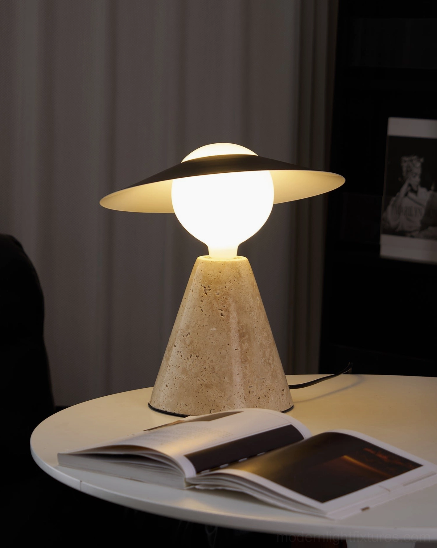 Travertine table lamp product specification and technical details view