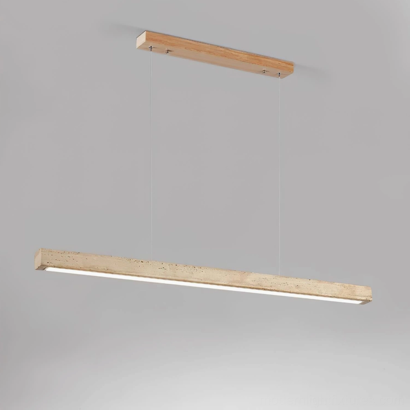 Linear travertine pendant chandelier 100cm medium size interior application