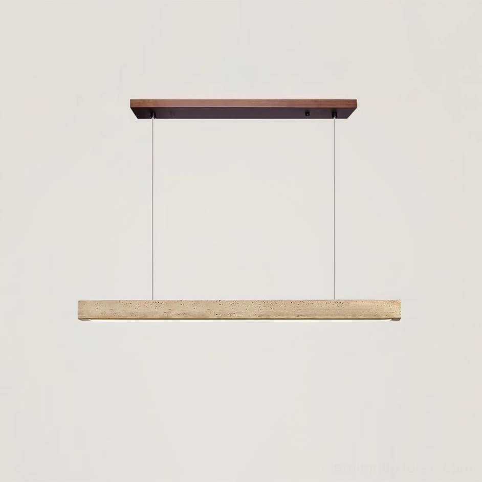 Modern travertine linear pendant chandelier integrated LED light technology