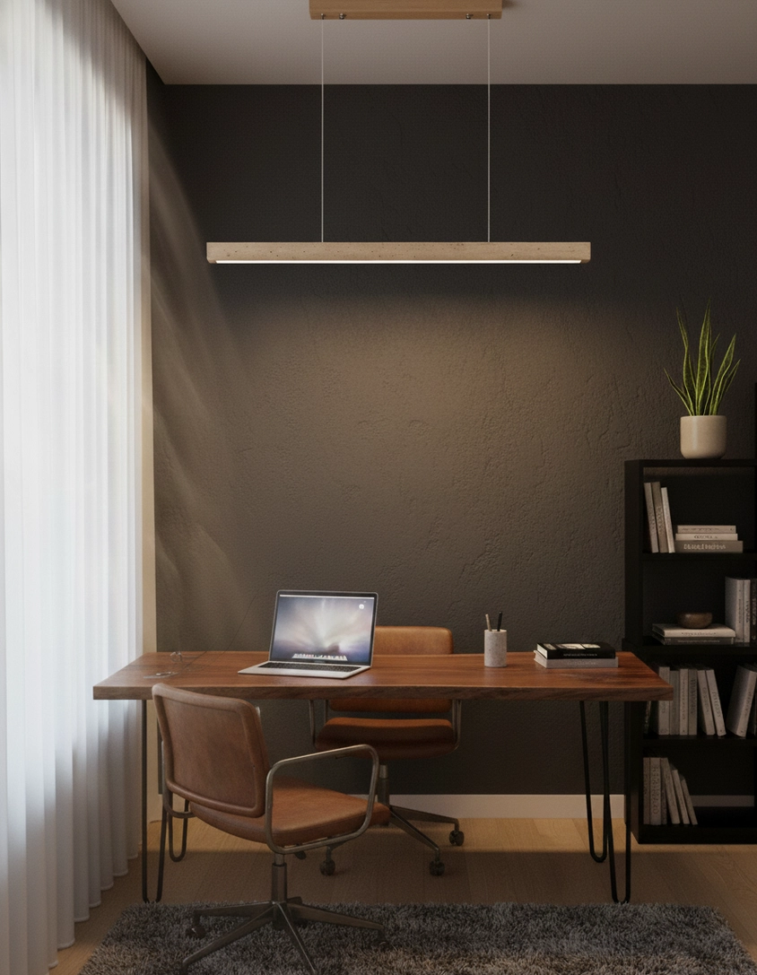 Travertine linear pendant chandelier modern minimalist interior design showcase
