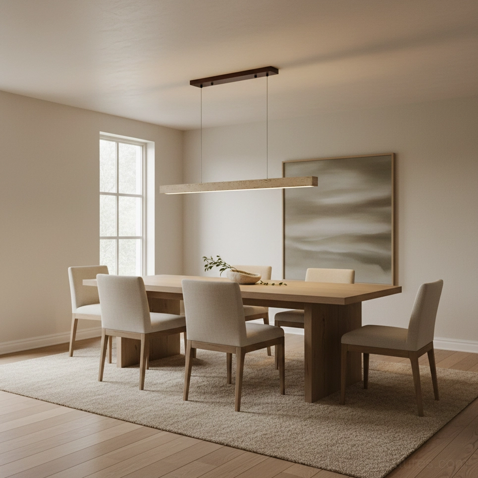 Travertine linear pendant chandelier product photography studio lighting