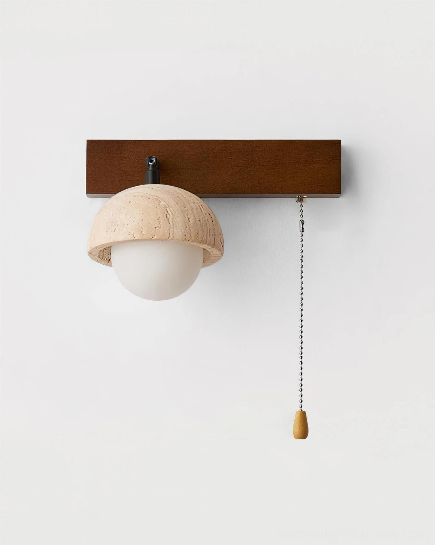 Travertine stone wall lamp showing natural veining and authentic surface characteristics