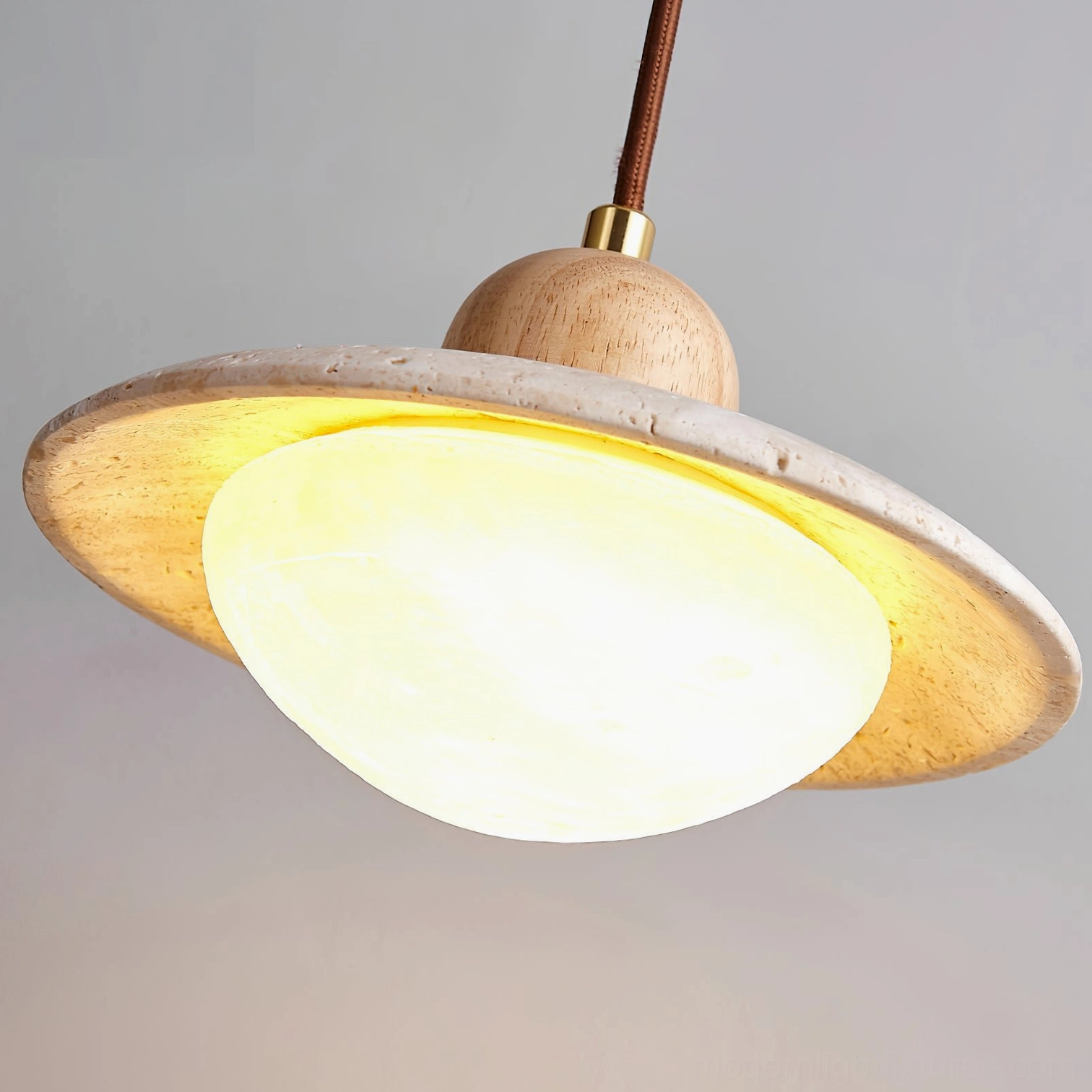 Modern travertine pendant lamp sculptural form contemporary lighting