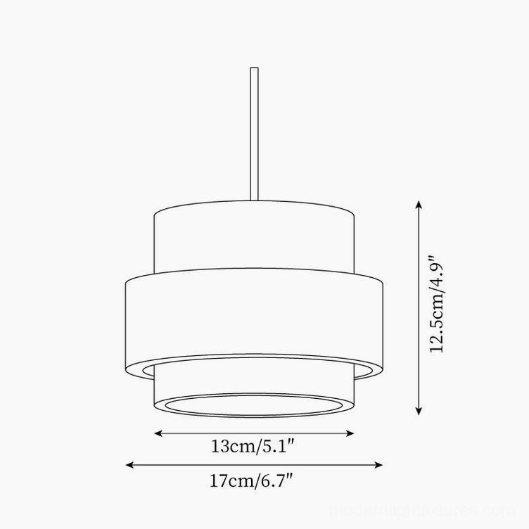 Single travertine pendant lamp technical orthographic drawing showing diameter 17cm and height 12.5cm dimensions