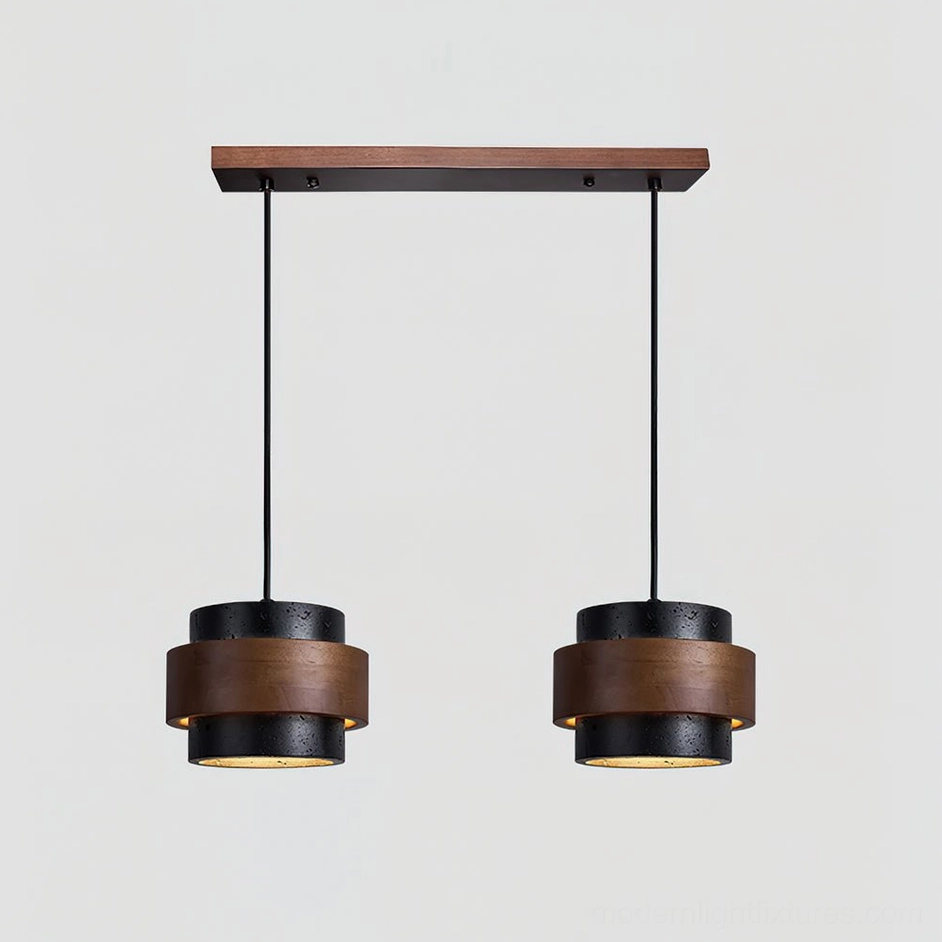 Travertine stone pendant lamp in wabi-sabi interior design setting, embracing natural imperfection aesthetic