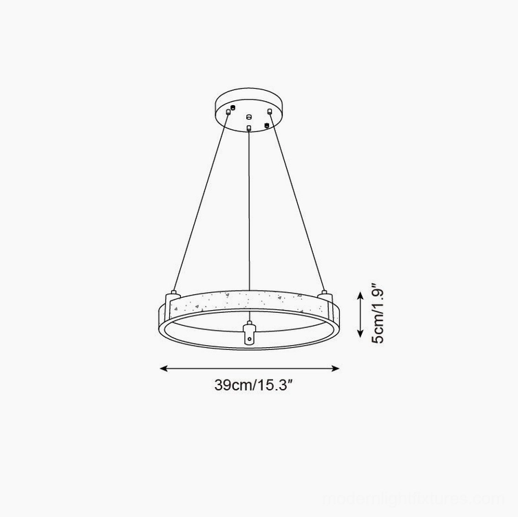 Travertine ring chandelier 39cm diameter technical dimension drawing