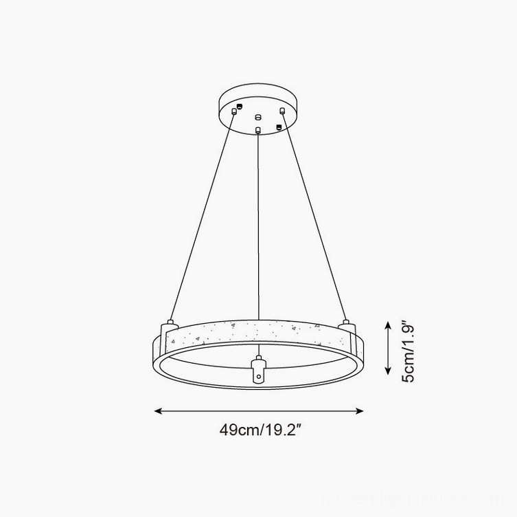 Travertine ring pendant chandelier 49cm diameter technical spec drawing