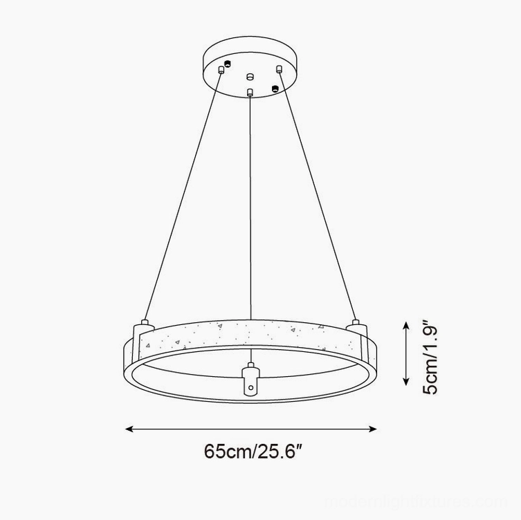 Eclora travertine ring pendant light 65cm maximum size technical spec drawing