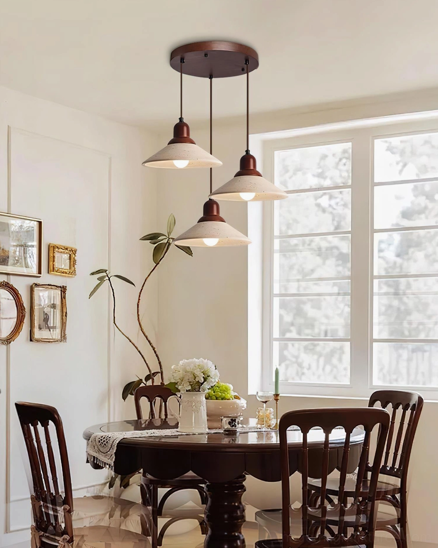 Travertine pendant light fixture 150cm adjustable hanging height customizable installation setup