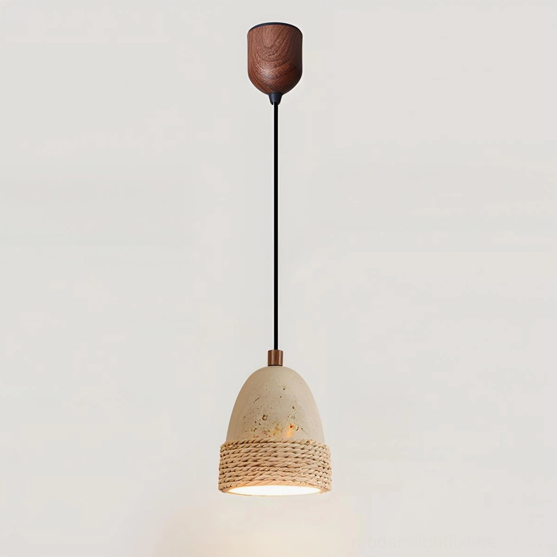 Baskra adjustable version pendant light showing suspension cord adjustment flexibility