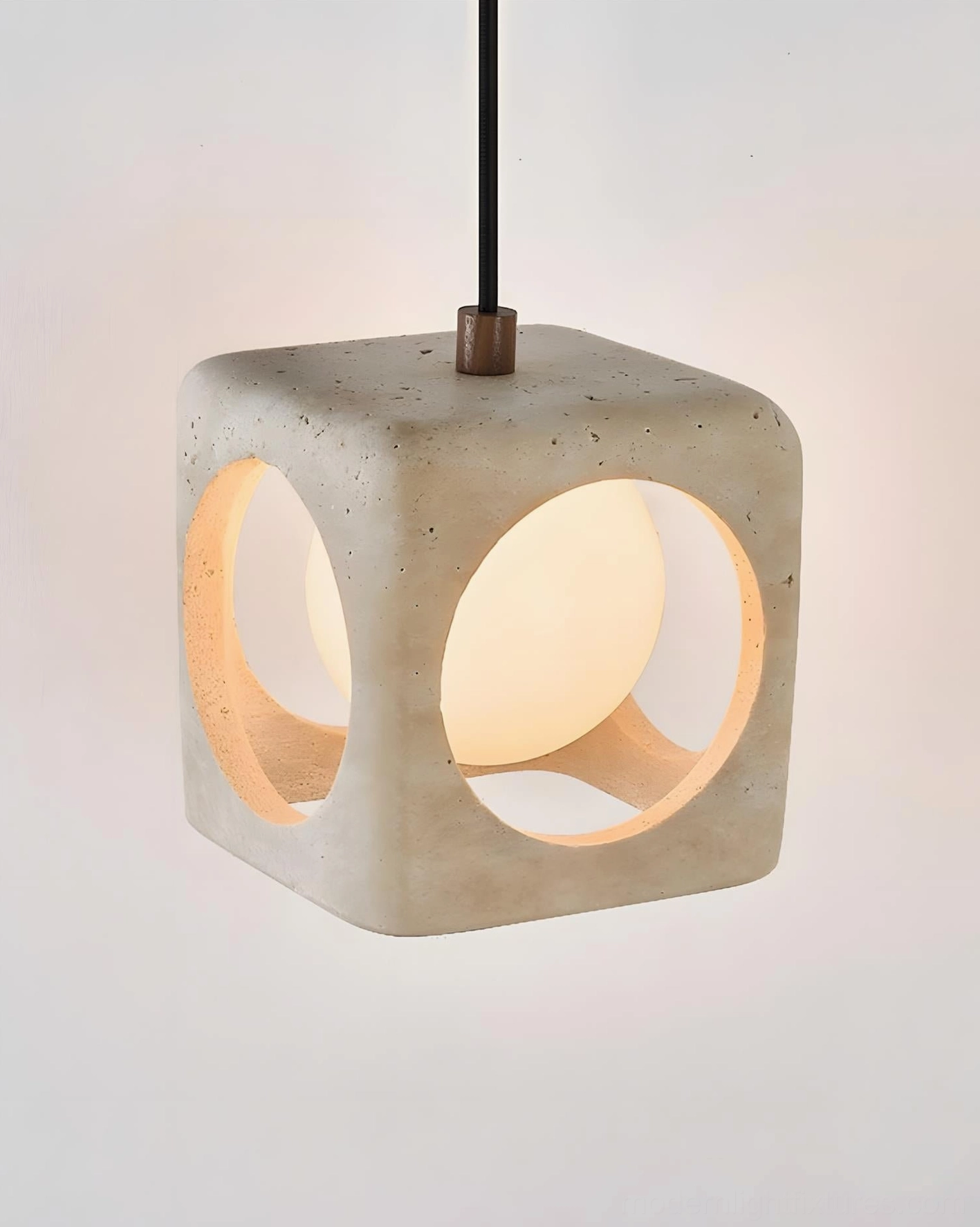 Single Hollowa travertine pendant light in alternative color finish for modern interior design