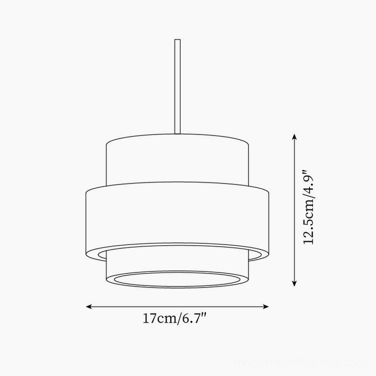 Dimensional technical drawing specification sheet for travertine pendant lamp 17cm diameter 12.5cm height