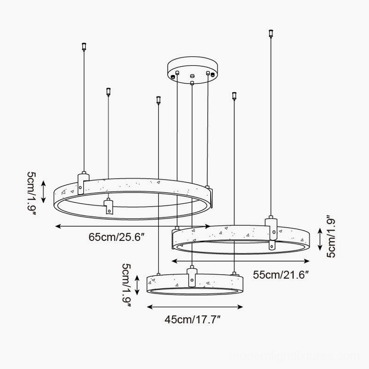 Modern travertine ring chandelier in contemporary home office ambient lighting