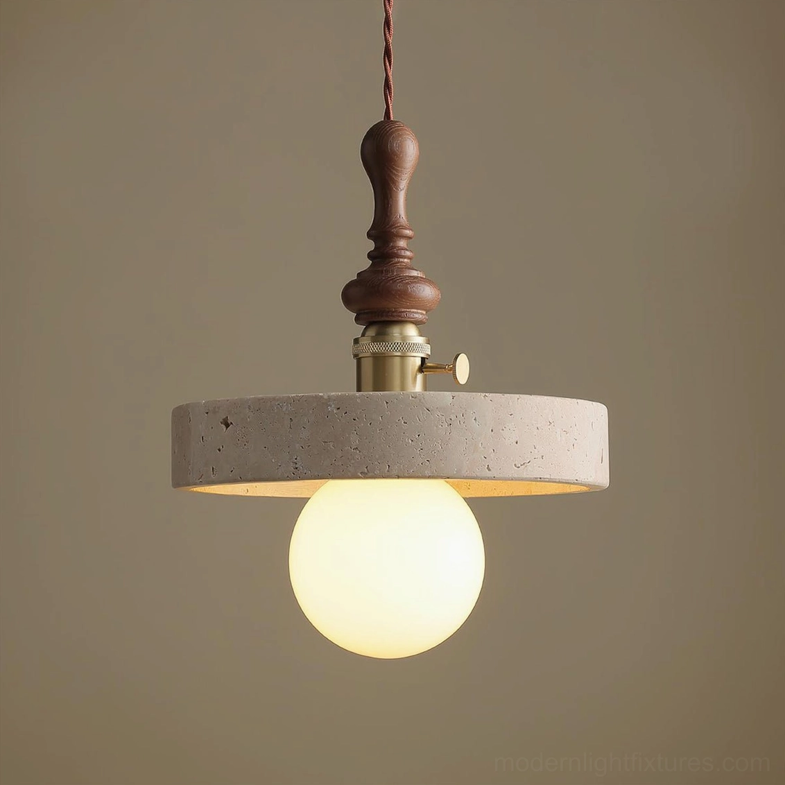 Model B travertine pendant light 21cm medium size specification sheet dimensions