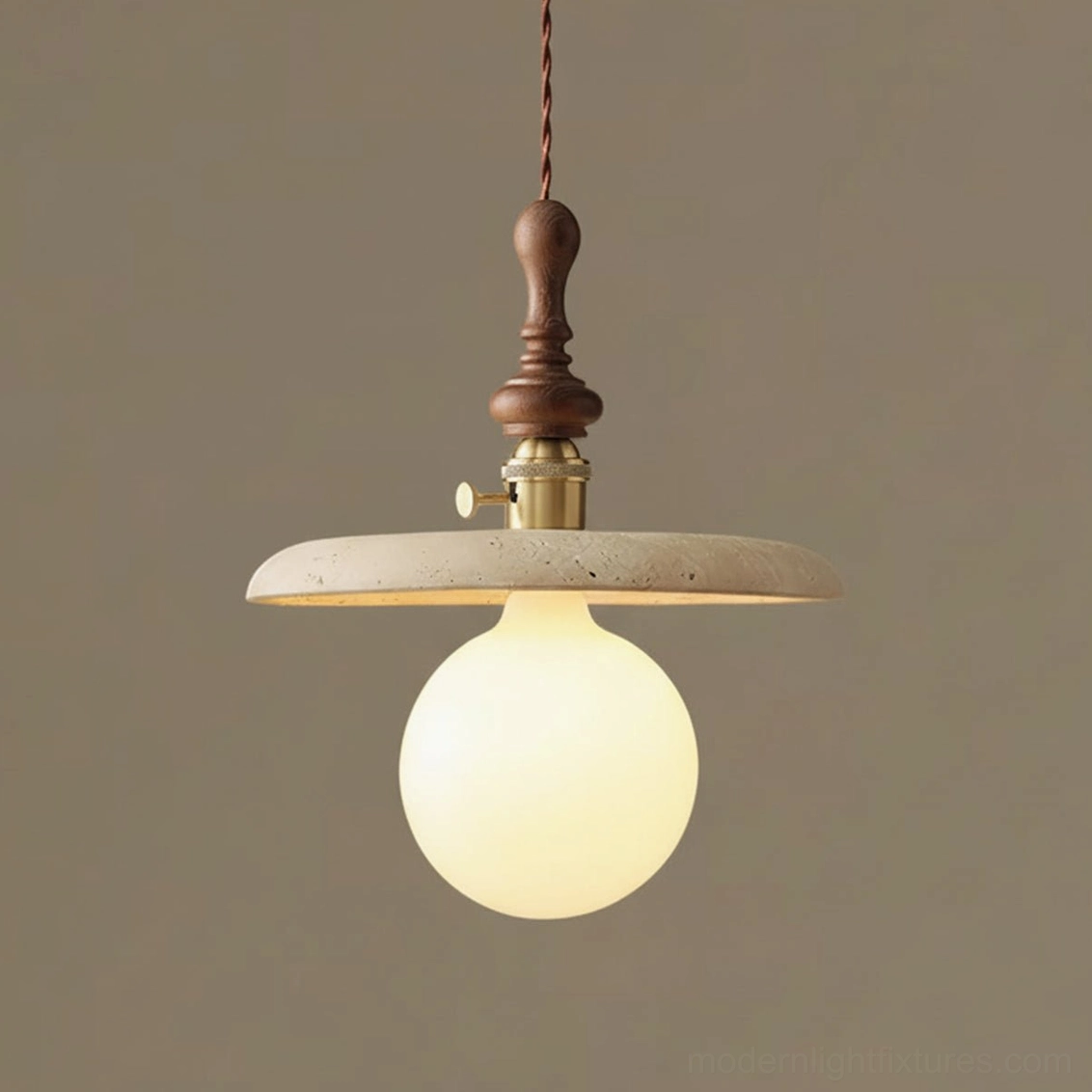 Model C travertine pendant light 25cm large size specification sheet dimensions