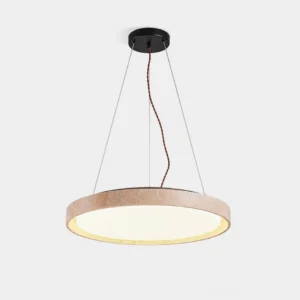 Stonix travertine ring pendant light with warm white LED - minimalist modern ceiling fixture displayed against studio background