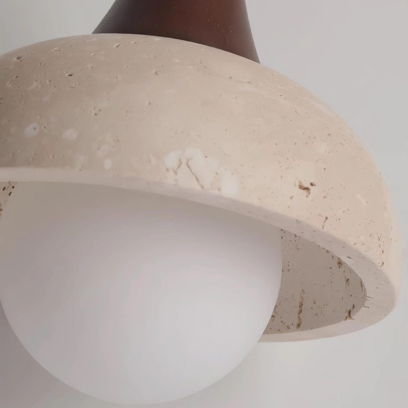 Travertine pendant light single dome shade bedroom bedside ambient warm lighting fixture