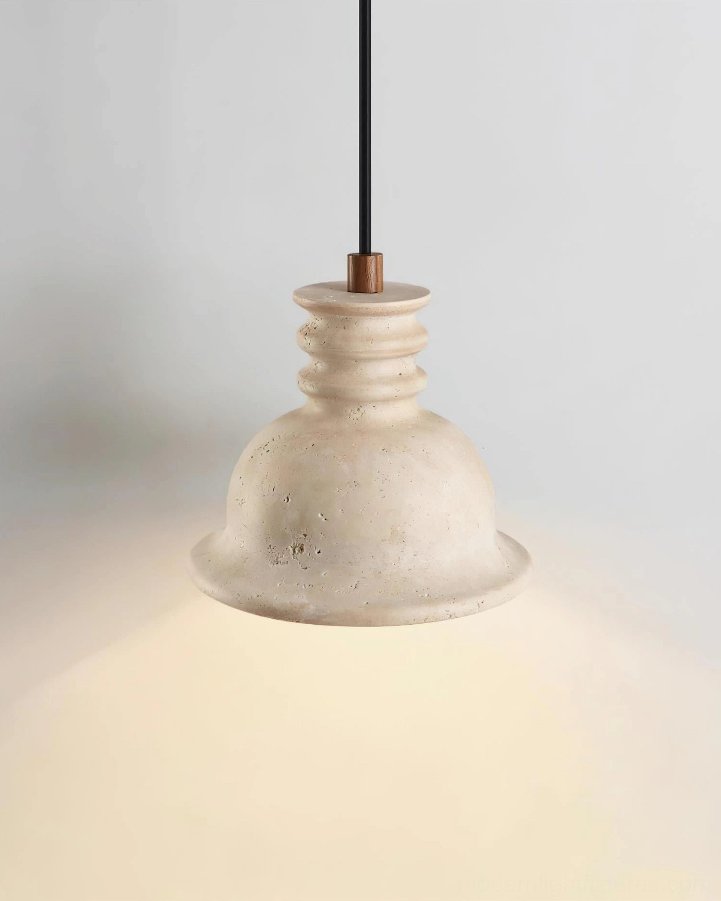 Travertine pendant light comparison showing single and multi-head configurations for different room sizes and installation needs