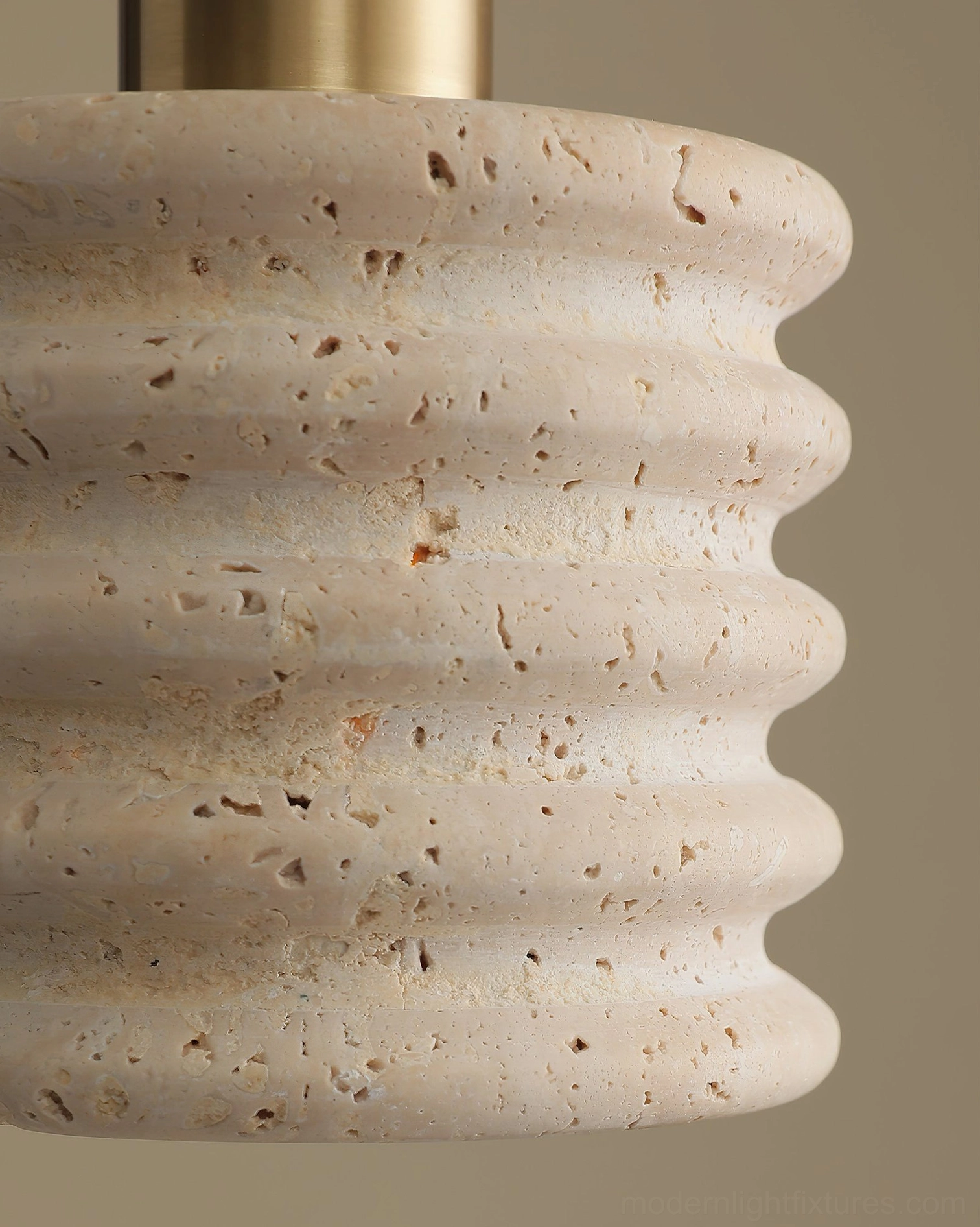 Travertine pendant light size comparison multiple models geometric proportions