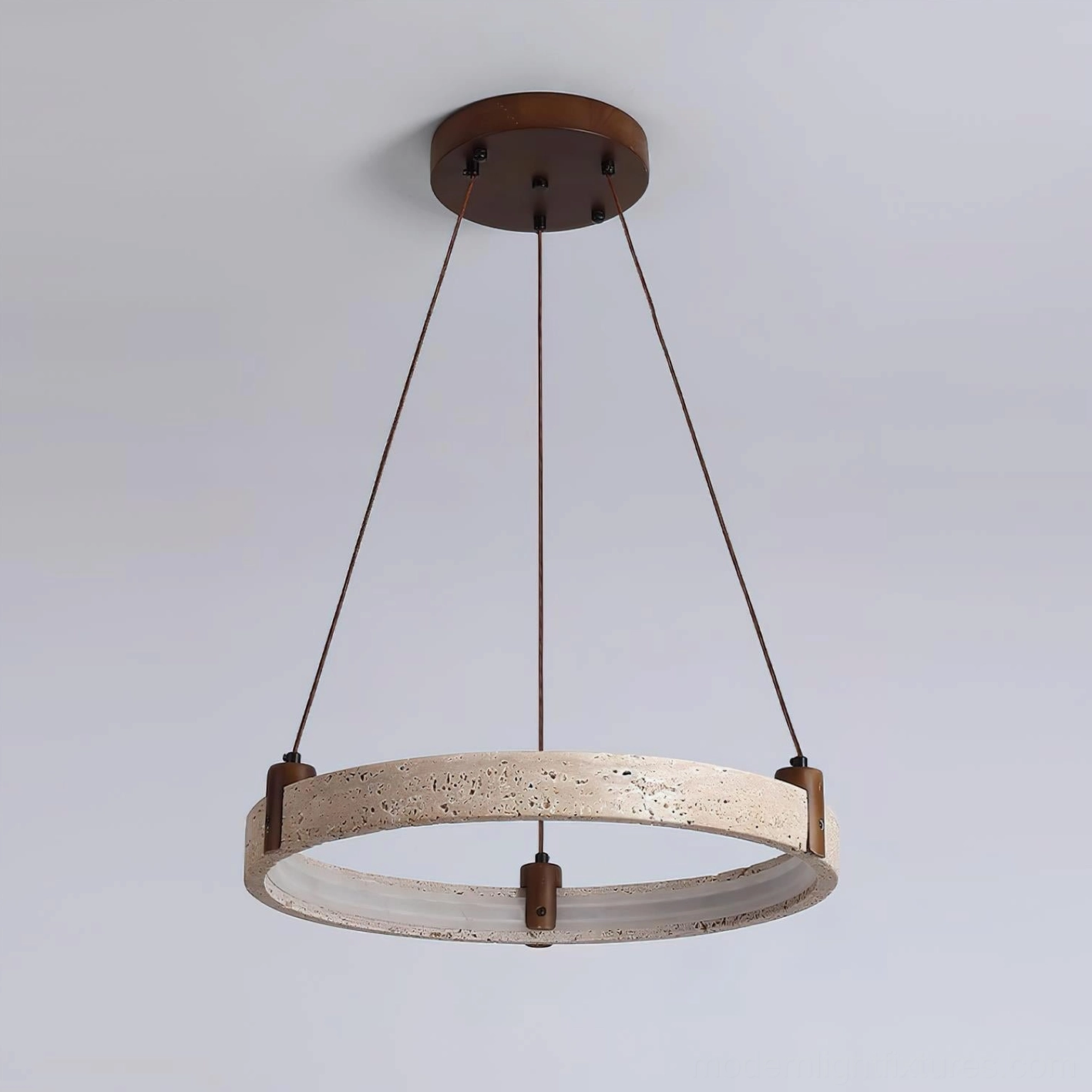 Travertine ring pendant light wabi-sabi aesthetic natural material celebration