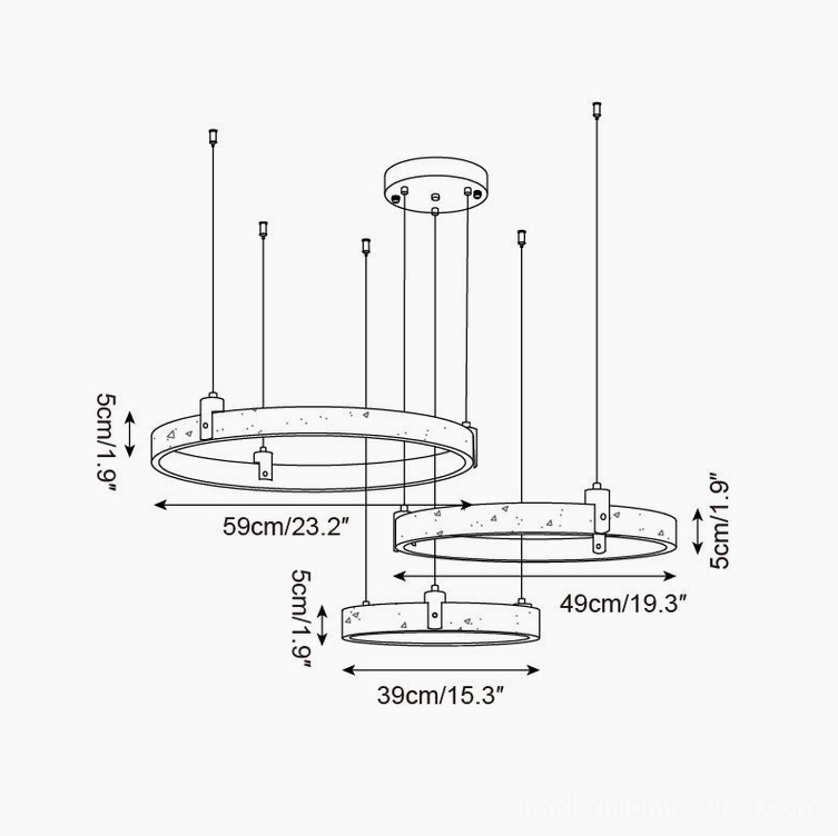 Eclora travertine ring chandelier walnut and beige color option showcase