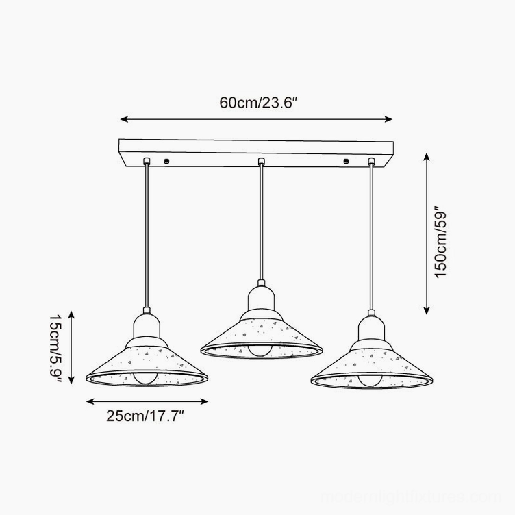 Walnut wood and metal hardware accent detail on travertine pendant light fixture minimalist design elements
