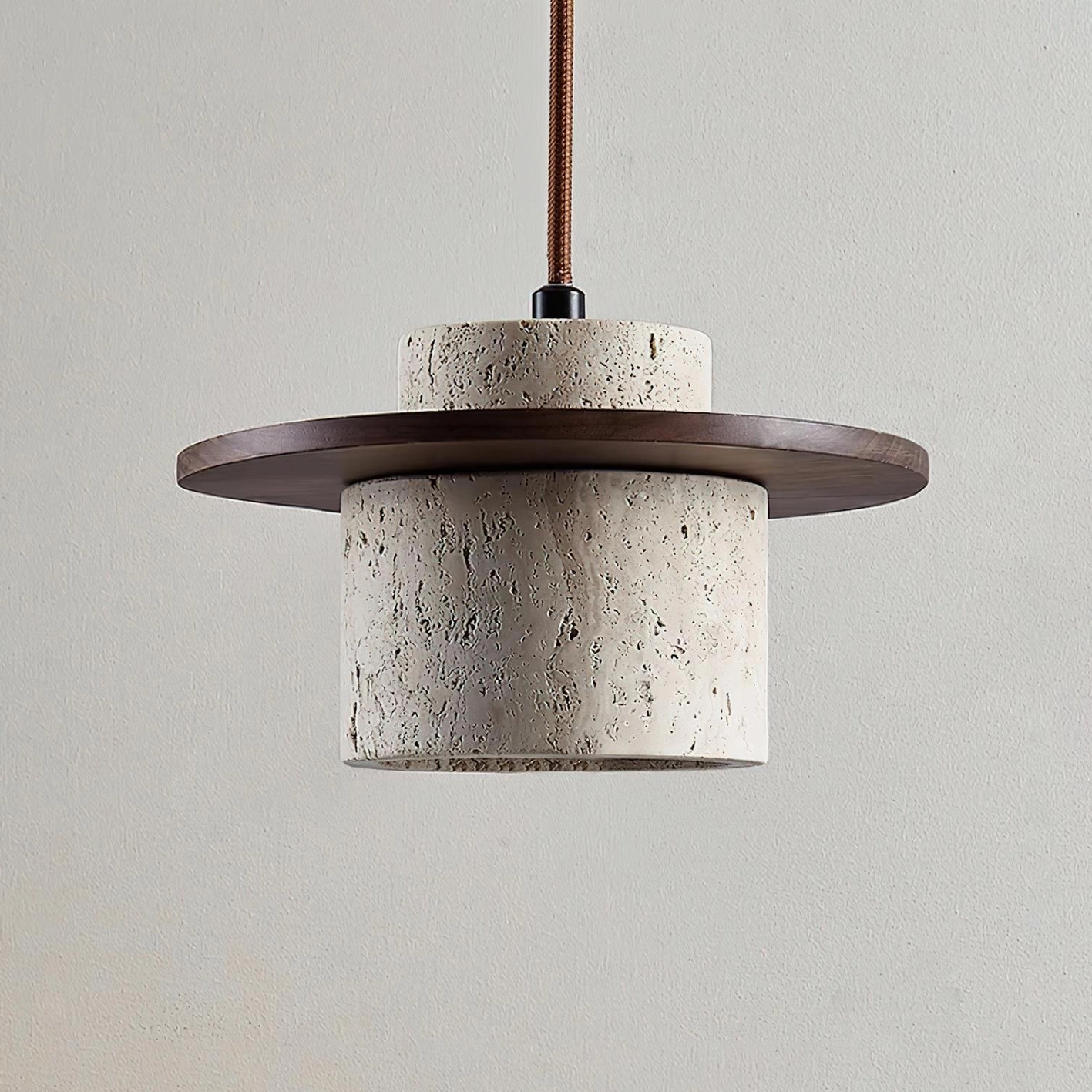 Travertine pendant light in grouped arrangement, multiple pendant lights creating cohesive modern farmhouse lighting design