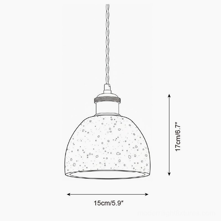 Dome travertine pendant light design schematic Model B 15cm wide 17cm tall