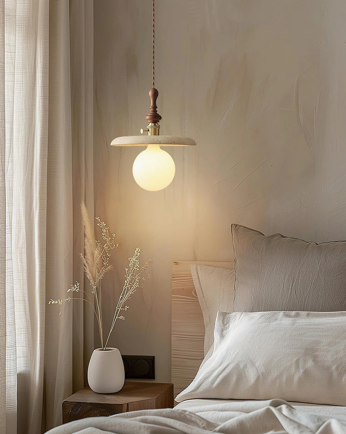 Travertine pendant light natural stone surface characteristics and variations
