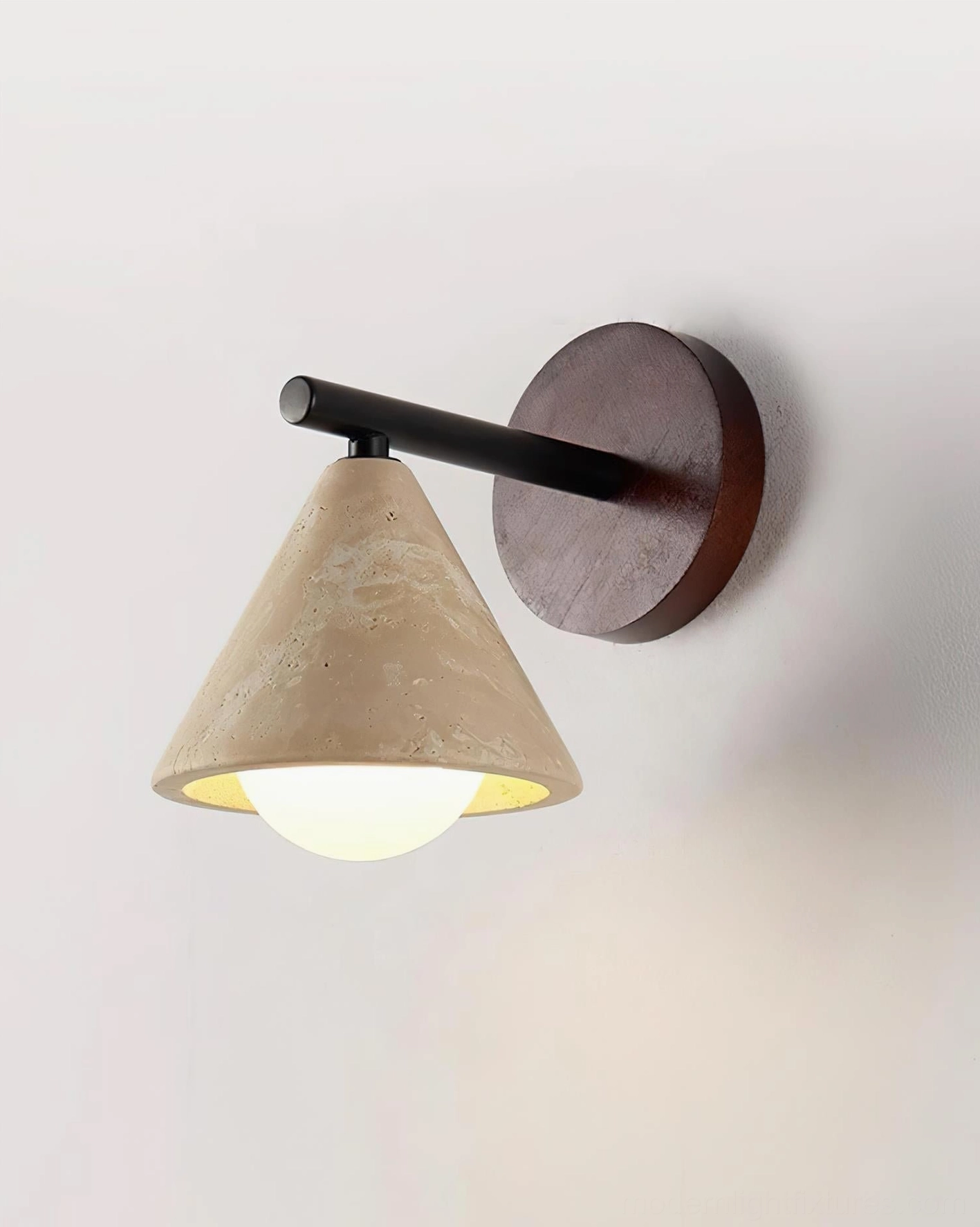 Travertine wall sconce damp-rated for bathroom and covered outdoor installation