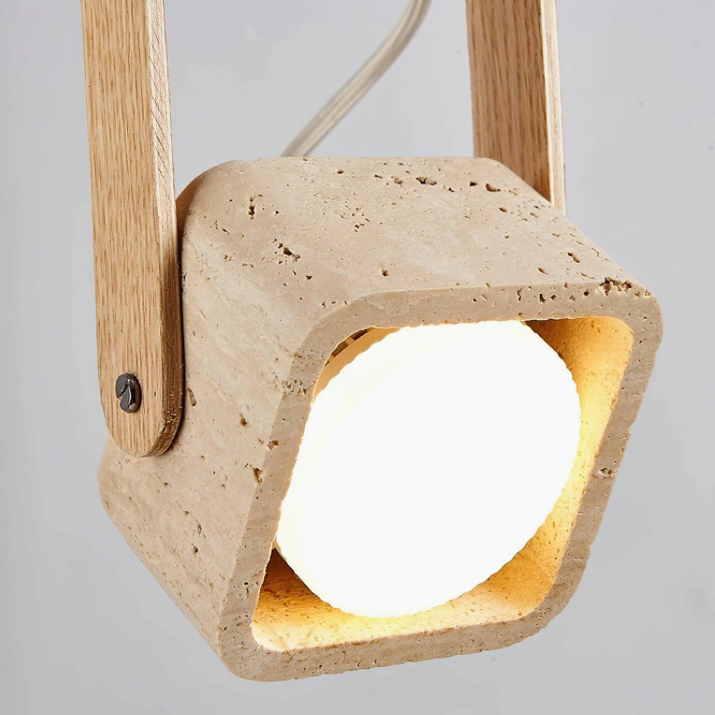 Travertine stone pendant light minimalist modern workspace reading light fixture