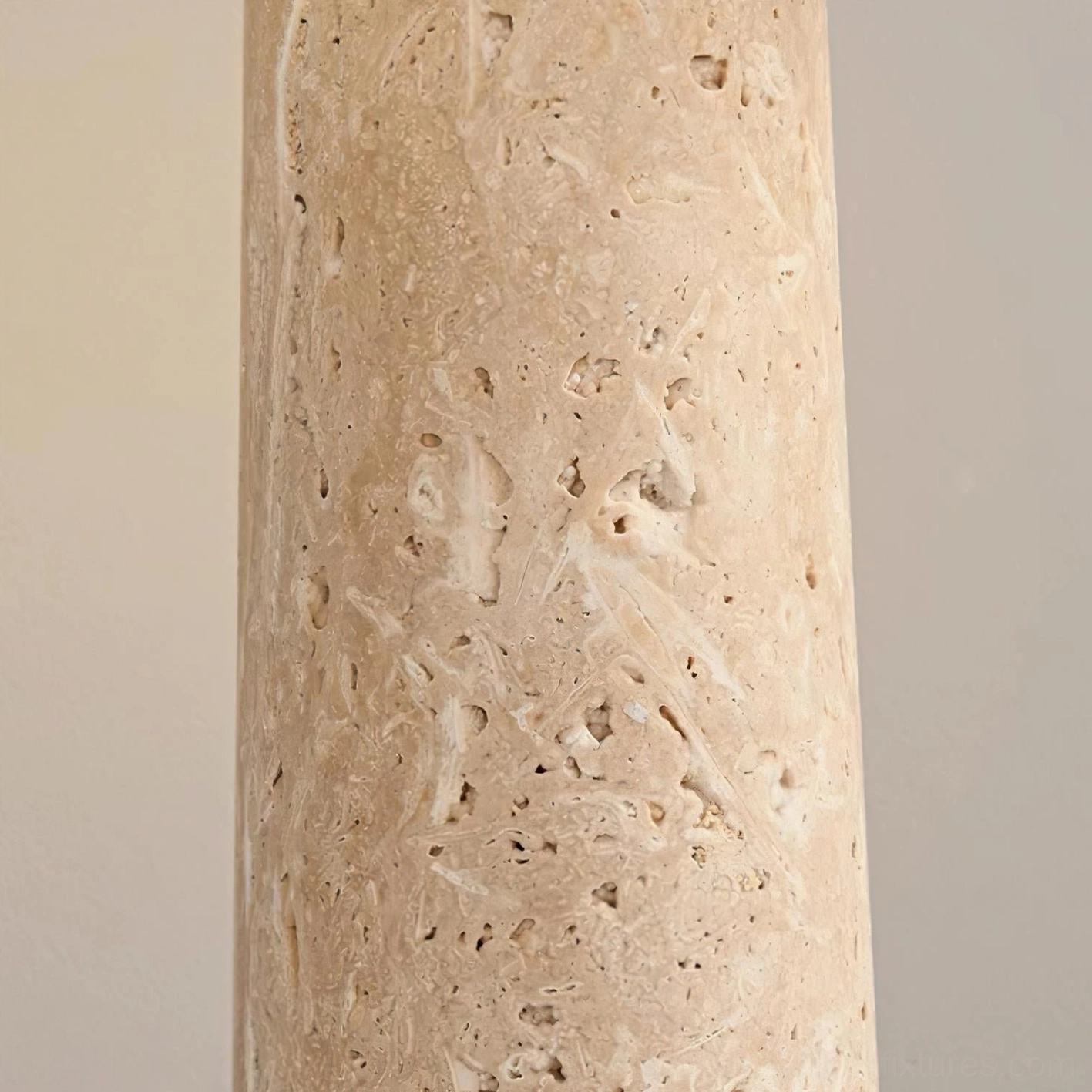 Travertine table lamp size comparison and scale reference in typical home interior room setting