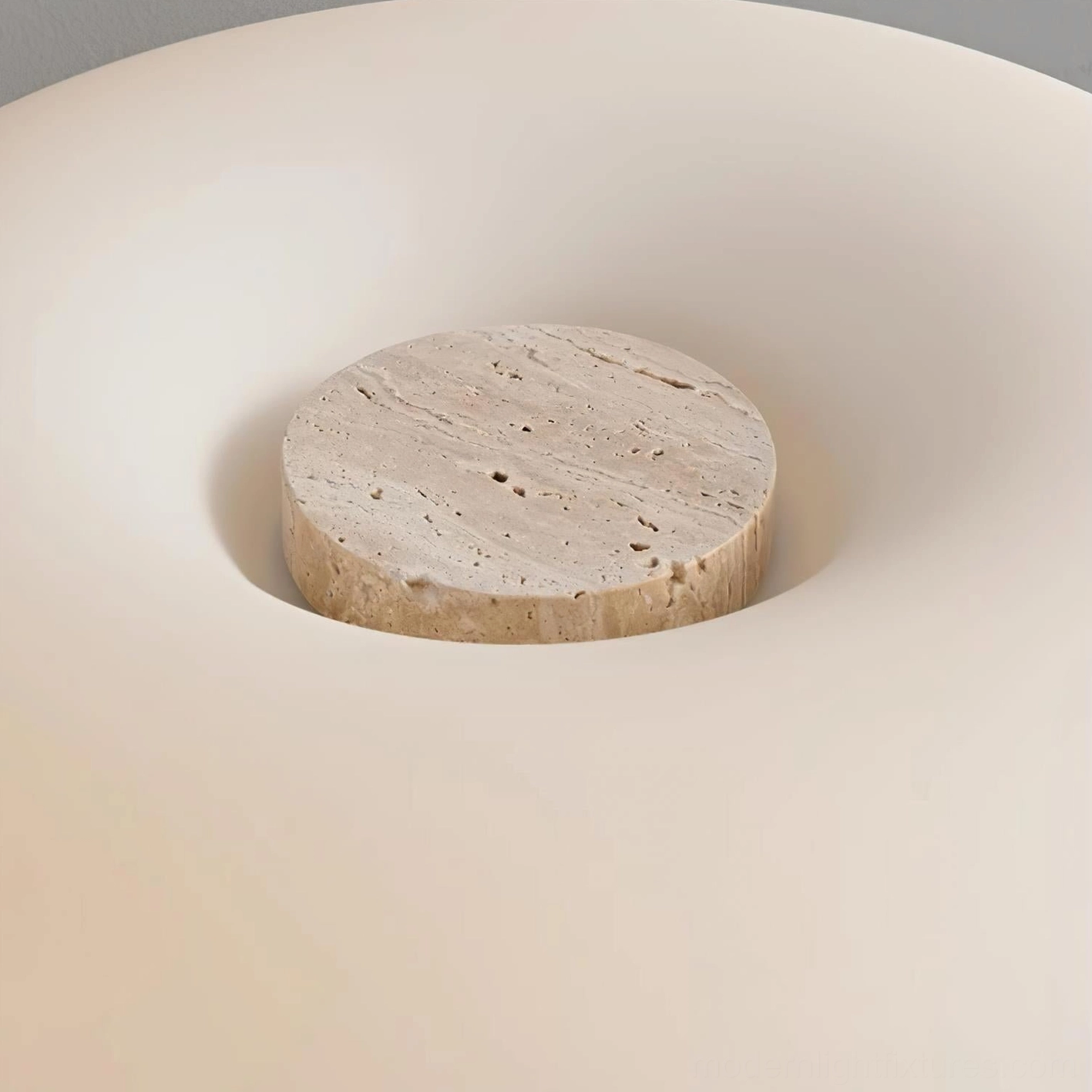 Travertine table lamp integrated LED warm white light performance in evening ambient lighting application