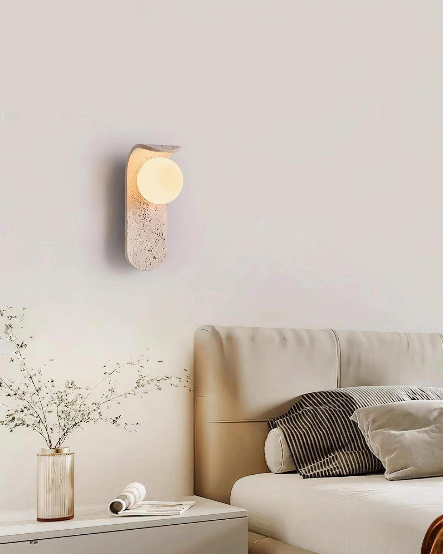 Travertine wall lamp technical specification drawing - product dimensions and measurements