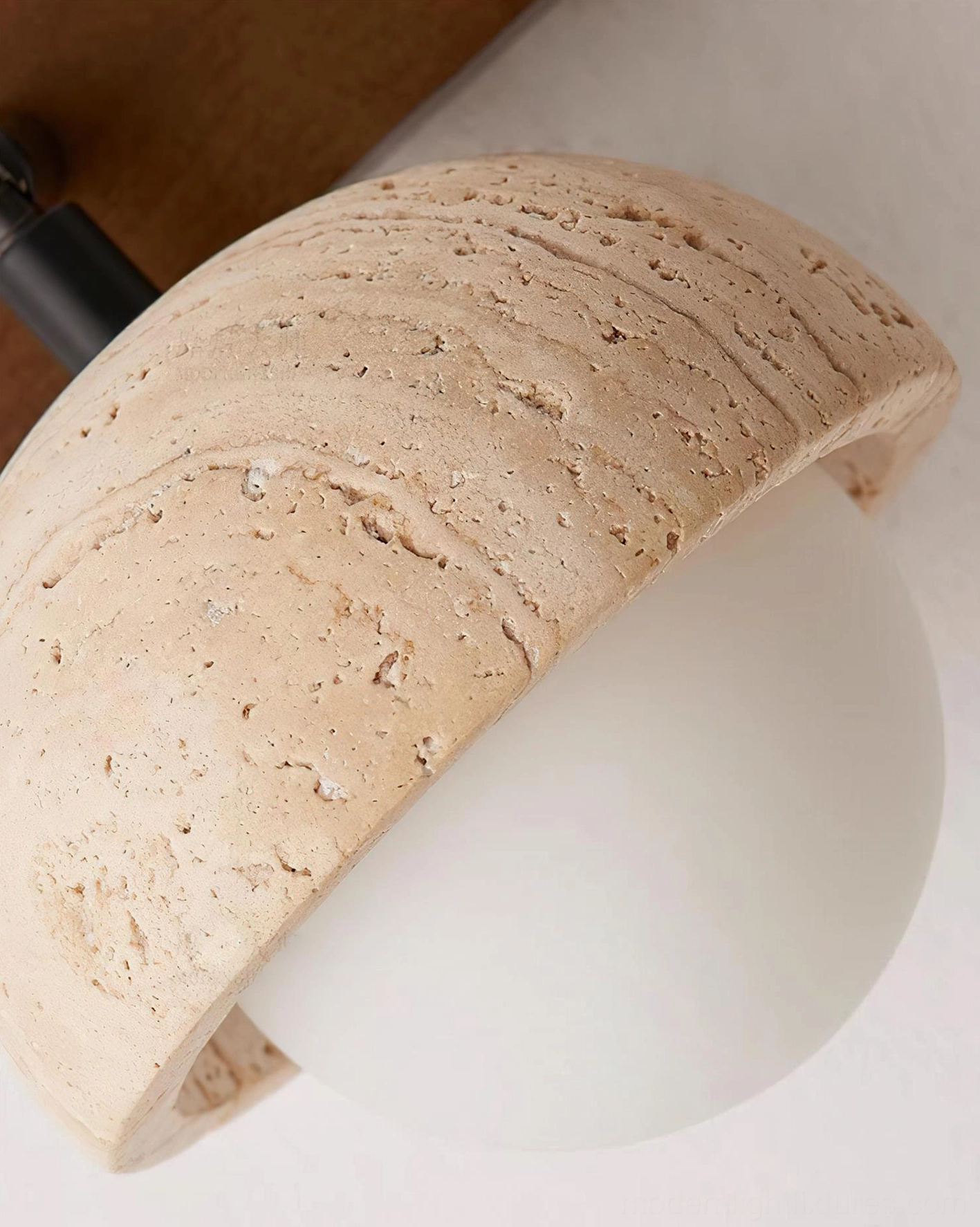 Contemporary travertine wall sconce with beige finish - neutral elegant lighting solution
